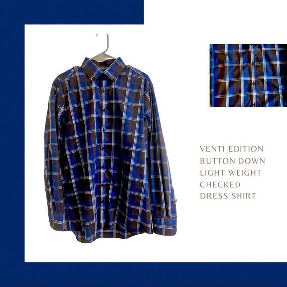 💼Men’s Button Down, Venti Edition, Large Check, Like New - Picture 1 of 5